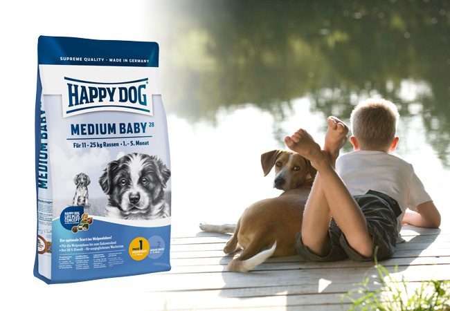 Få 10 kg næringsrigt foder til unghunde fra Happy Dog